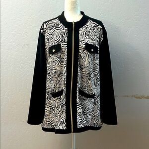 Susan Graver Black and White Zebra Print Blazer